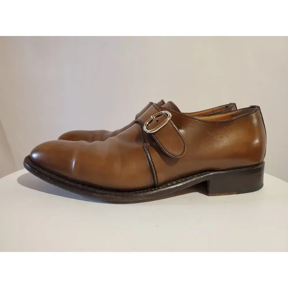 Moreschi Monk Strap Buckle Brown Leather Oxford Loafer Dress Shoes Mens Size 8